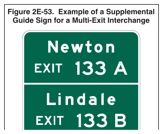 Figure 2E-53. Example of a Supplemental Guide Sign for a Multi-Exit Interchange
