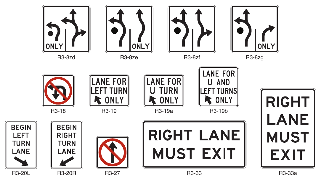 Figure 2B-4. Movement Prohibition and Lane Control Signs and Plaques (Sheet 2 of 2)