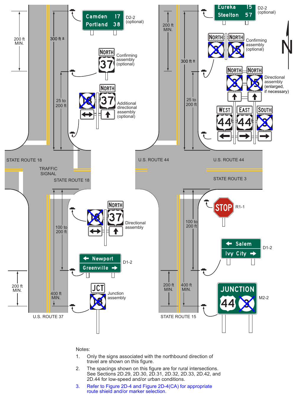 Figure 2D-8. Illustration of Directional Assemblies and Other Route Signs (Sheet 1 of 4) U.S. ROUTE 37