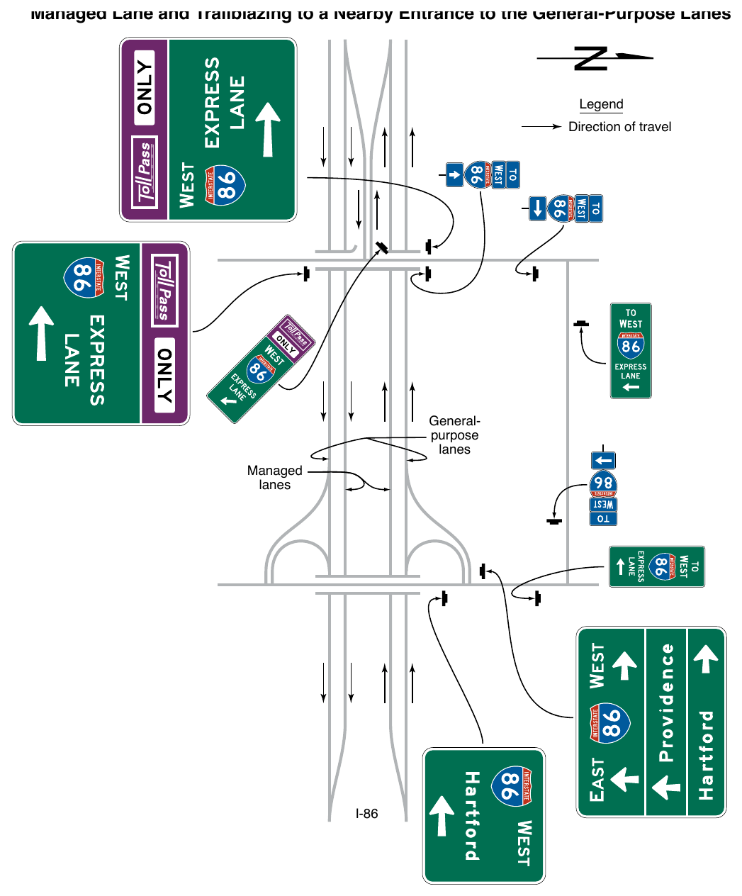 Figure 2G-30. Examples of Guide Signs for a Direct Entrance Ramp to a Priced