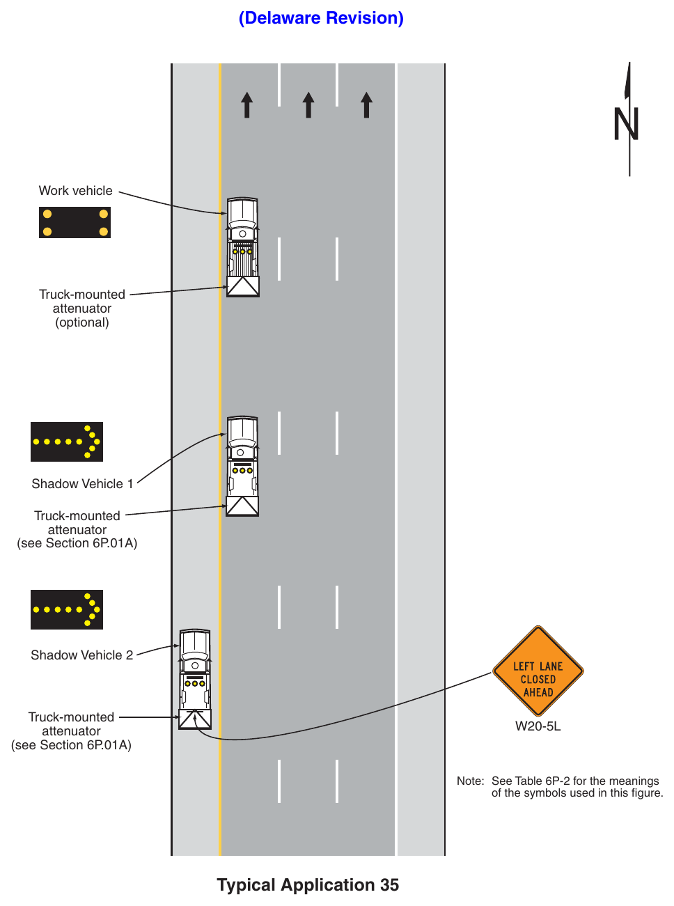 Figure 6P-35. Mobile Operation on a Multi-Lane Road (TA-35) (Delaware Revision)