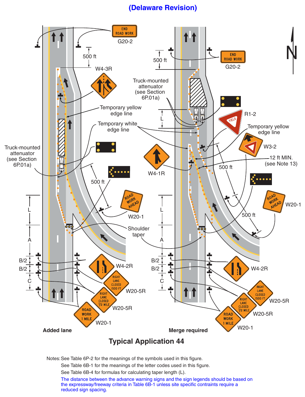 Figure 6P-44. Work in the Vicinity of an Entrance Ramp (TA-44) (Delaware Revision)