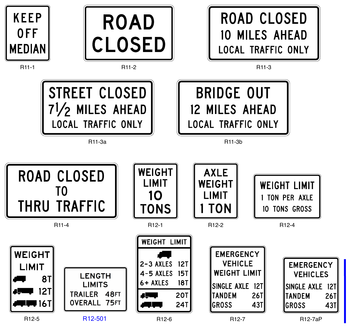 Figure 2B-30. Road Closed and Weight Limit Signs