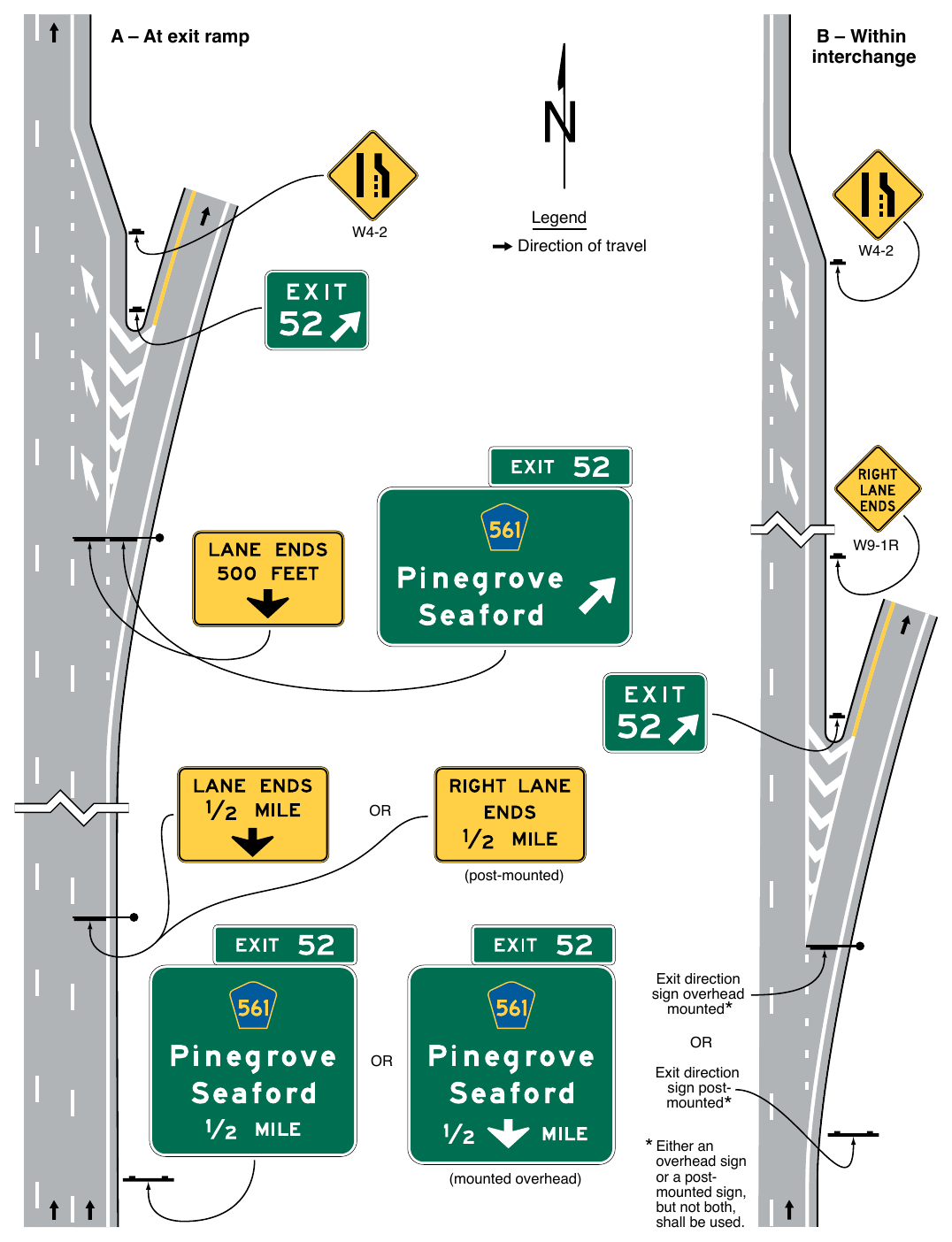 Figure 2E-23. Examples of Signing for Mainline Terminations within an Interchange