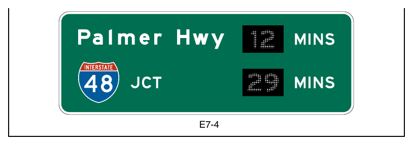 Figure 2E-51. Example of a Post-Interchange Travel Time Sign