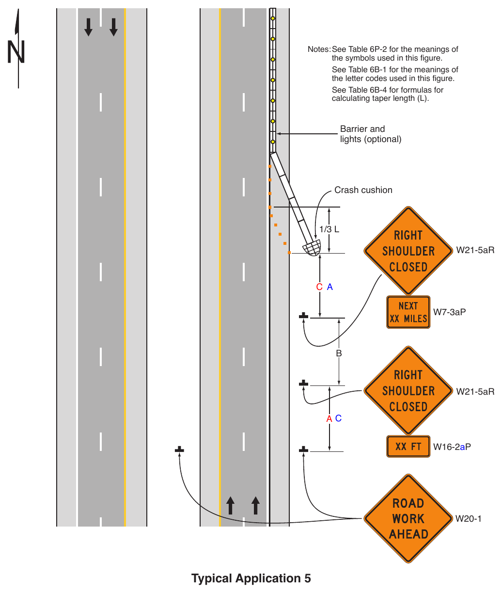 Figure 6P-5. Shoulder Closure on a Freeway (TA-5)