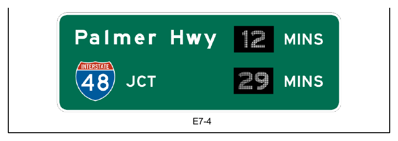 Figure 2E-51. Example of a Post-Interchange Travel Time Sign