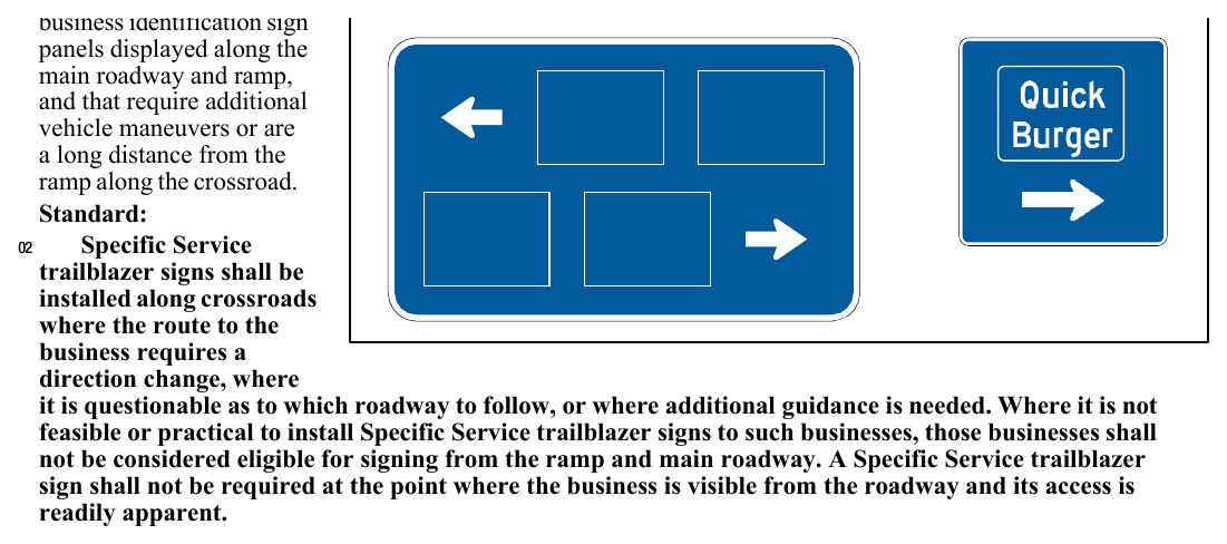 Figure 2J-7. Examples of Specific Service Trailblazer Signs