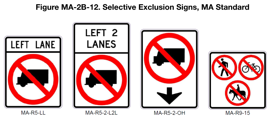 Figure MA-2B-12. Selective Exclusion Signs, MA Standard