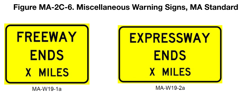 Figure MA-2C-6. Miscellaneous Warning Signs, MA Standard