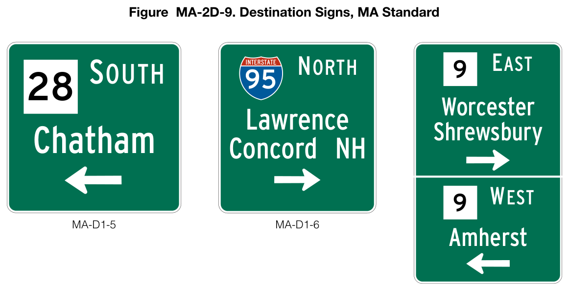 Figure MA-2D-9. Destination Signs, MA Standard