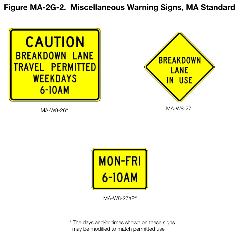 Figure MA-2G-2. Miscellaneous Warning Signs, MA Standard