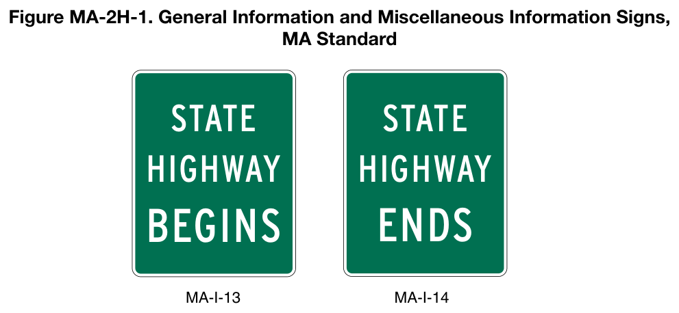 Figure MA-2H-1. General Information and Miscellaneous Information Signs, MA Standard