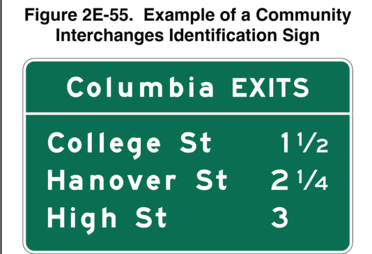 Figure 2E-55. Example of a Community Interchanges Identification Sign