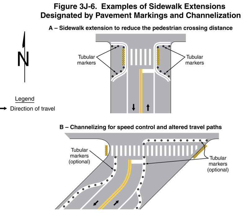 Figure 3J-6. Examples of Sidewalk Extensions