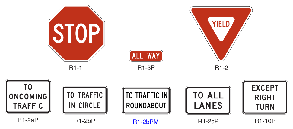 Figure 2B-1. (M) STOP and YIELD Signs and Plaques