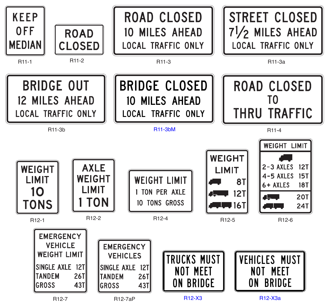 Figure 2B-30. (M) Road Closed and Weight Limit Signs
