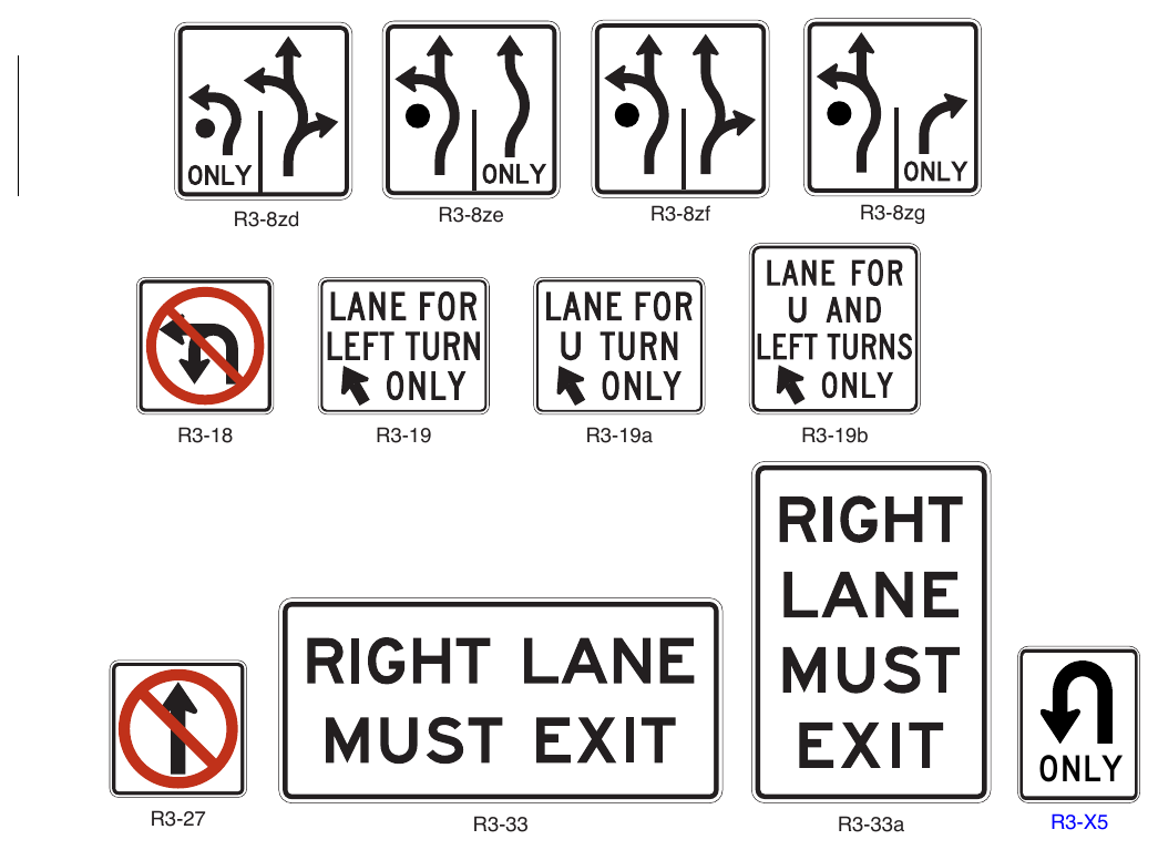 Figure 2B-4. (M) Movement Prohibition and Lane Control Signs and Plaques (Sheet 2 of 2)