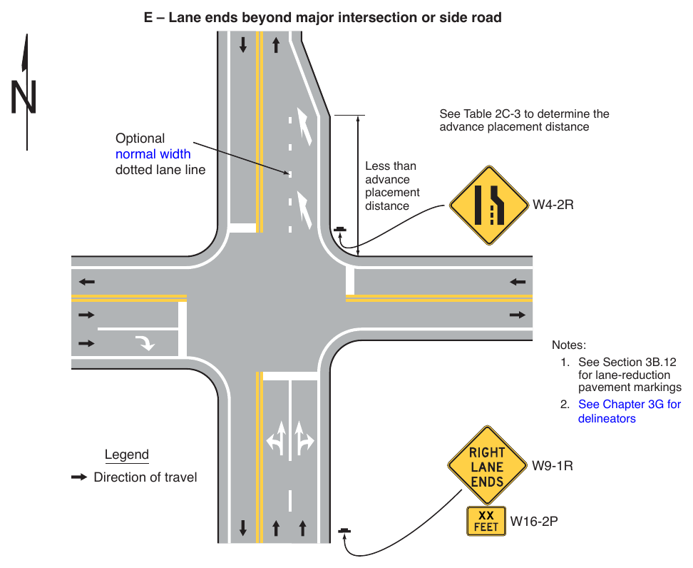 Figure 2C-13. (M) Example Sequences for Lane Ends and Lane Merge Signs (Sheet 4 of 5)
