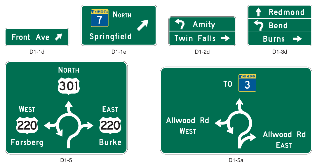 Figure 2D-11. (M) Destination Signs for Circular Intersections