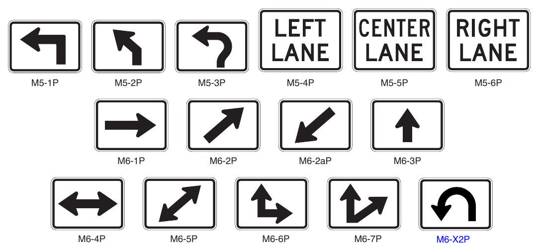 Figure 2D-6. (M) Advance Turn and Directional Arrow Auxiliary Plaques