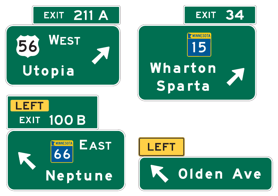 Figure 2E-12. (M) Examples of Exit Direction Signs