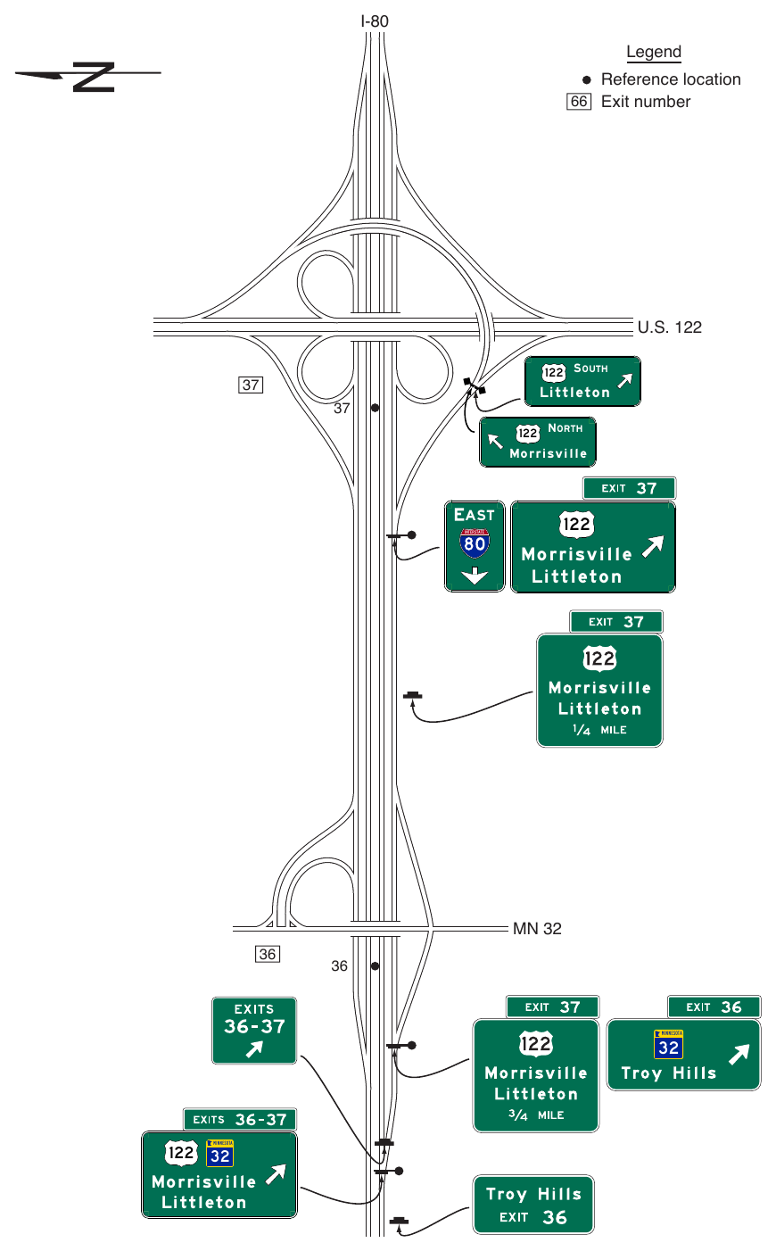 Figure 2E-32. (M) Examples of Guide Signs for Successive Interchanges with Collector-Distributor Roadways (Sheet 1 of 2)