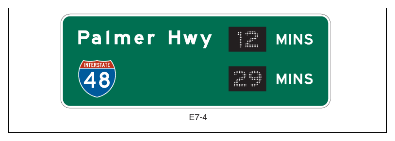 Figure 2E-51. Example of a Post-Interchange Travel Time Sign