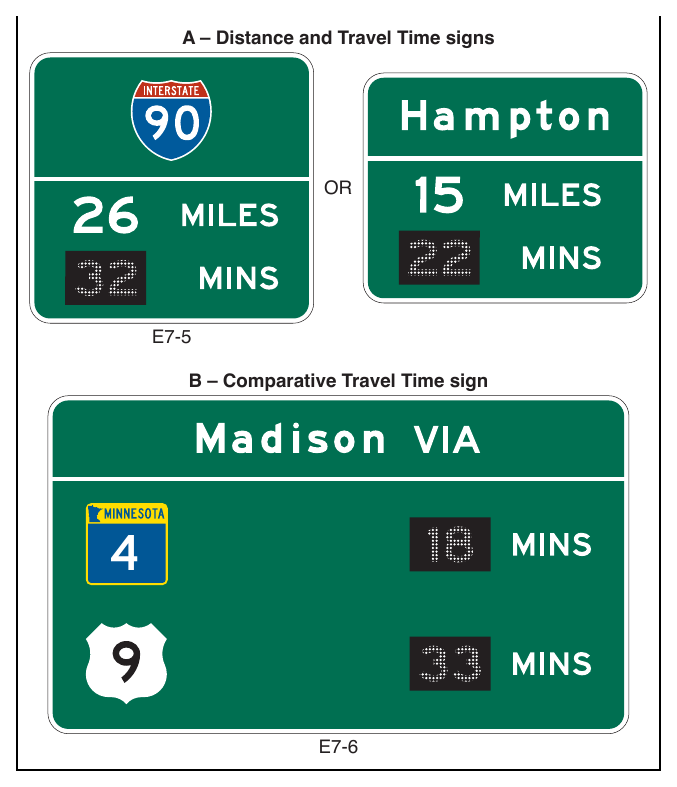 Figure 2E-52. Examples of Travel Time Signs