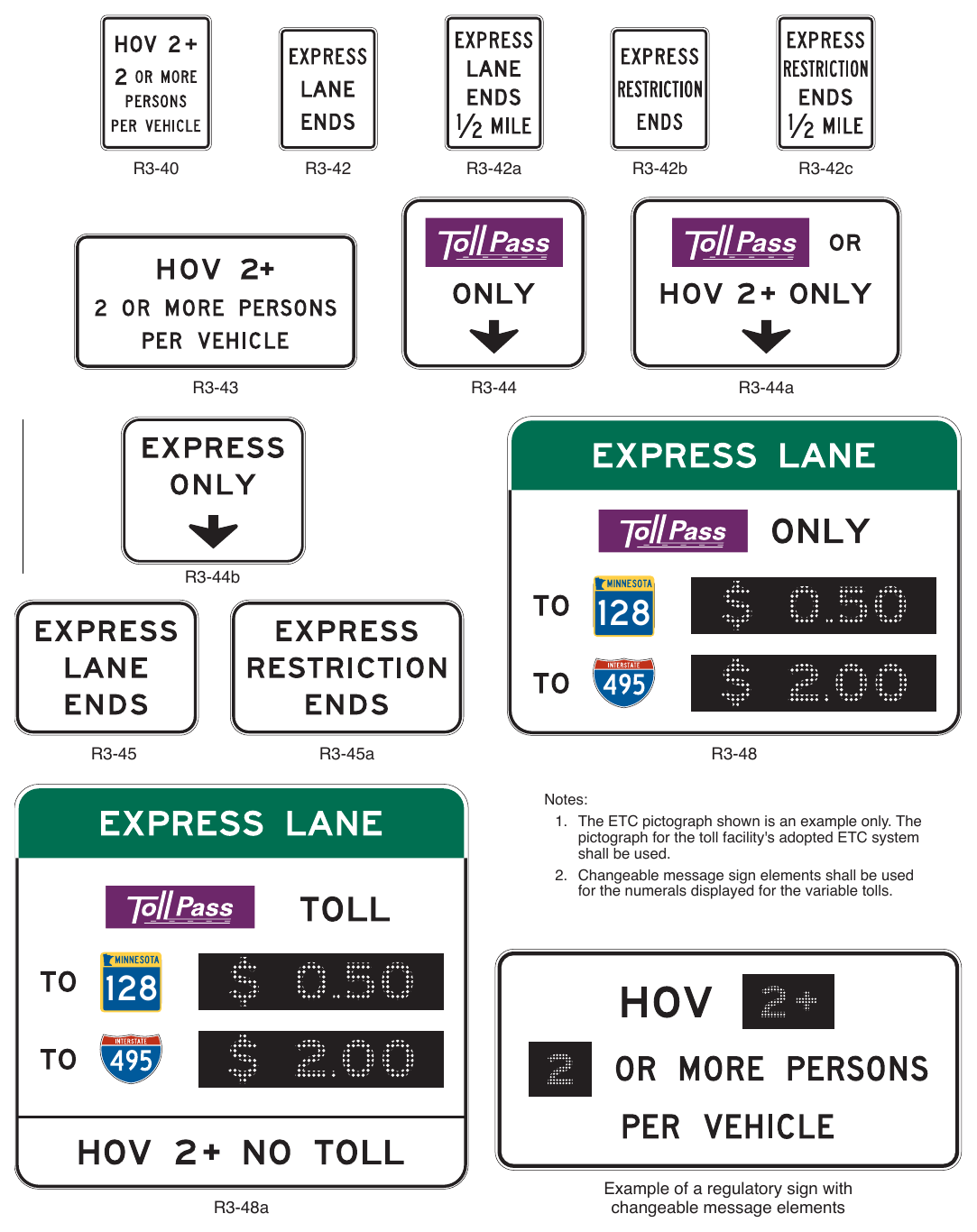 Figure 2G-18. (M) Regulatory Signs for Managed Lanes