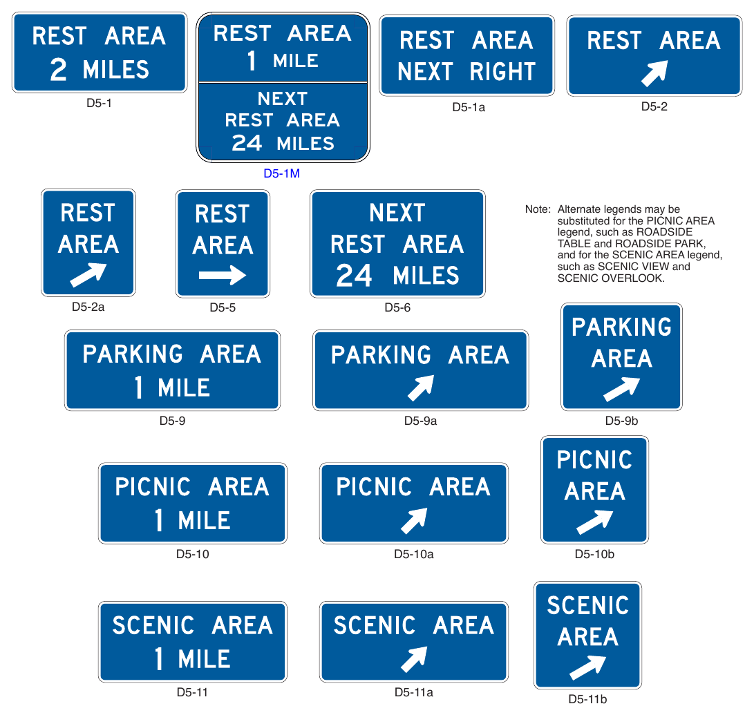 Figure 2I-5. (M) Rest Area and Other Roadside Area Signs