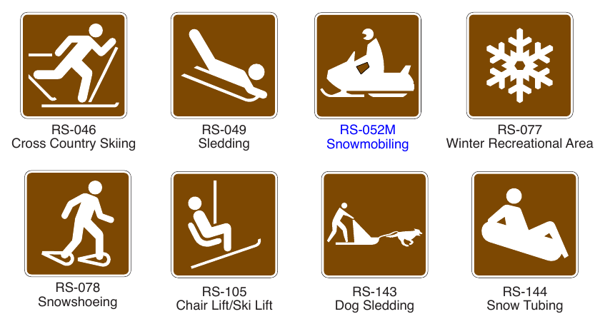 Figure 2M-10. (M) Recreational and Cultural Interest Area Symbol Signs for Winter Recreation