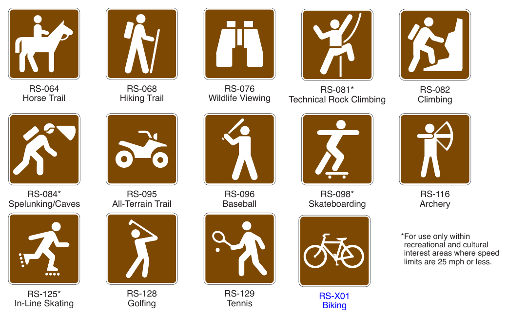 Figure 2M-8. (M) Recreational and Cultural Interest Area Symbol Signs for Land Recreation