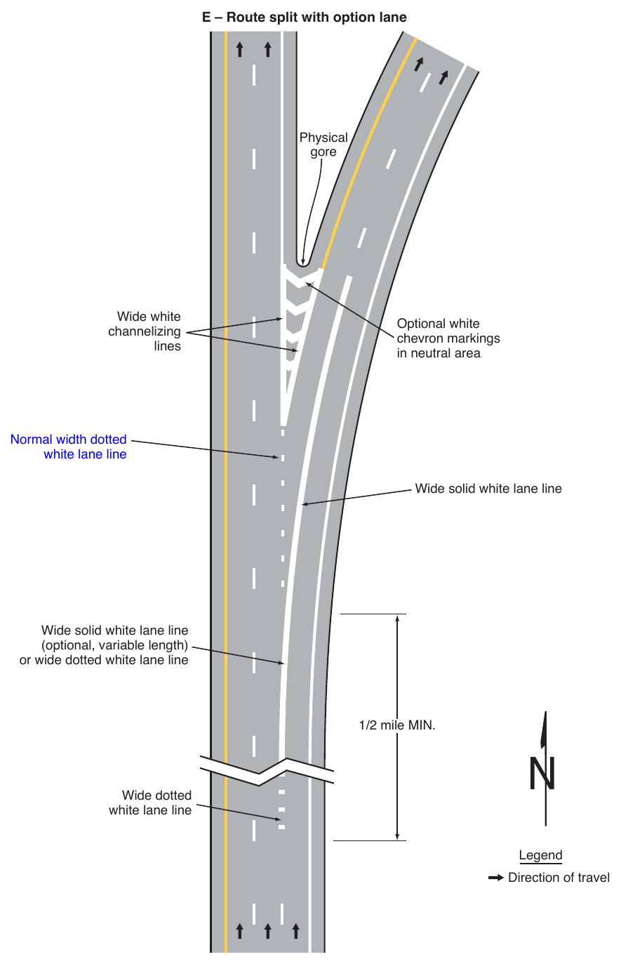 Figure 3B-11. (M) Examples of Applications of Freeway and Expressway Lane-Drop Markings (Sheet 5 of 6)