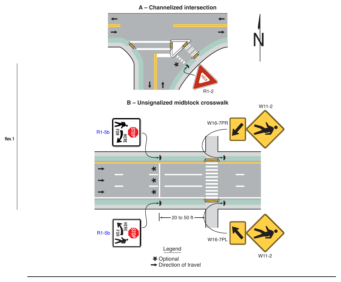 Figure 3B-16. (M) Examples of Stop and Yield Line Applications
