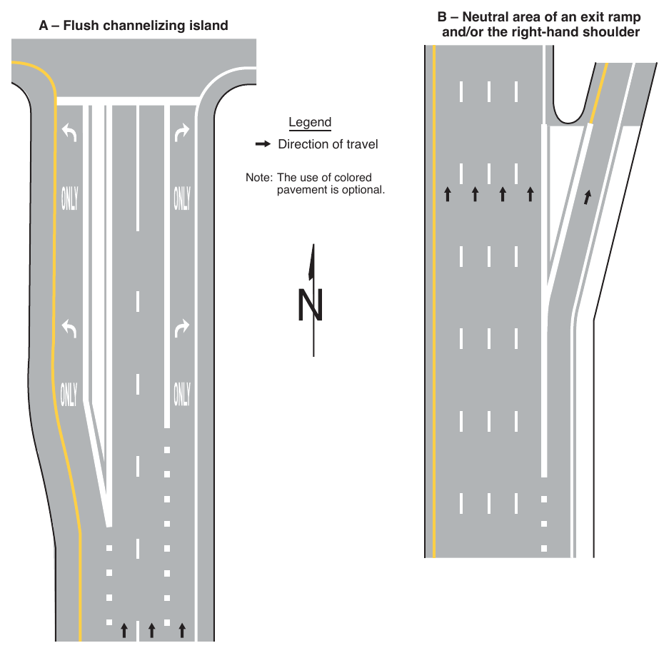 Figure 3H-3. (M) Examples of White-Colored Pavement Applications