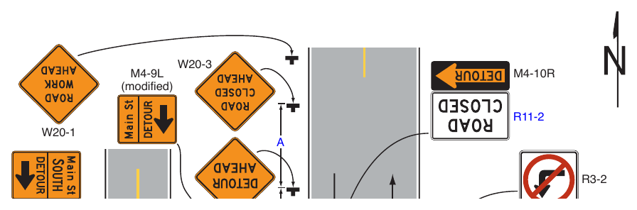 Figure 6P-19. (M) Detour for One Travel Direction (TA-19)