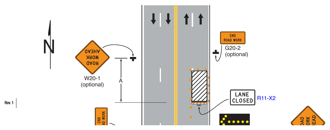 Figure 6P-22. (M) Right-Hand Lane Closure on the Far Side of an Intersection (TA-22)