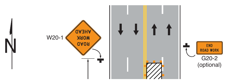 Figure 6P-23. (M) Left-Hand Lane Closure on the Far Side of an Intersection (TA-23)