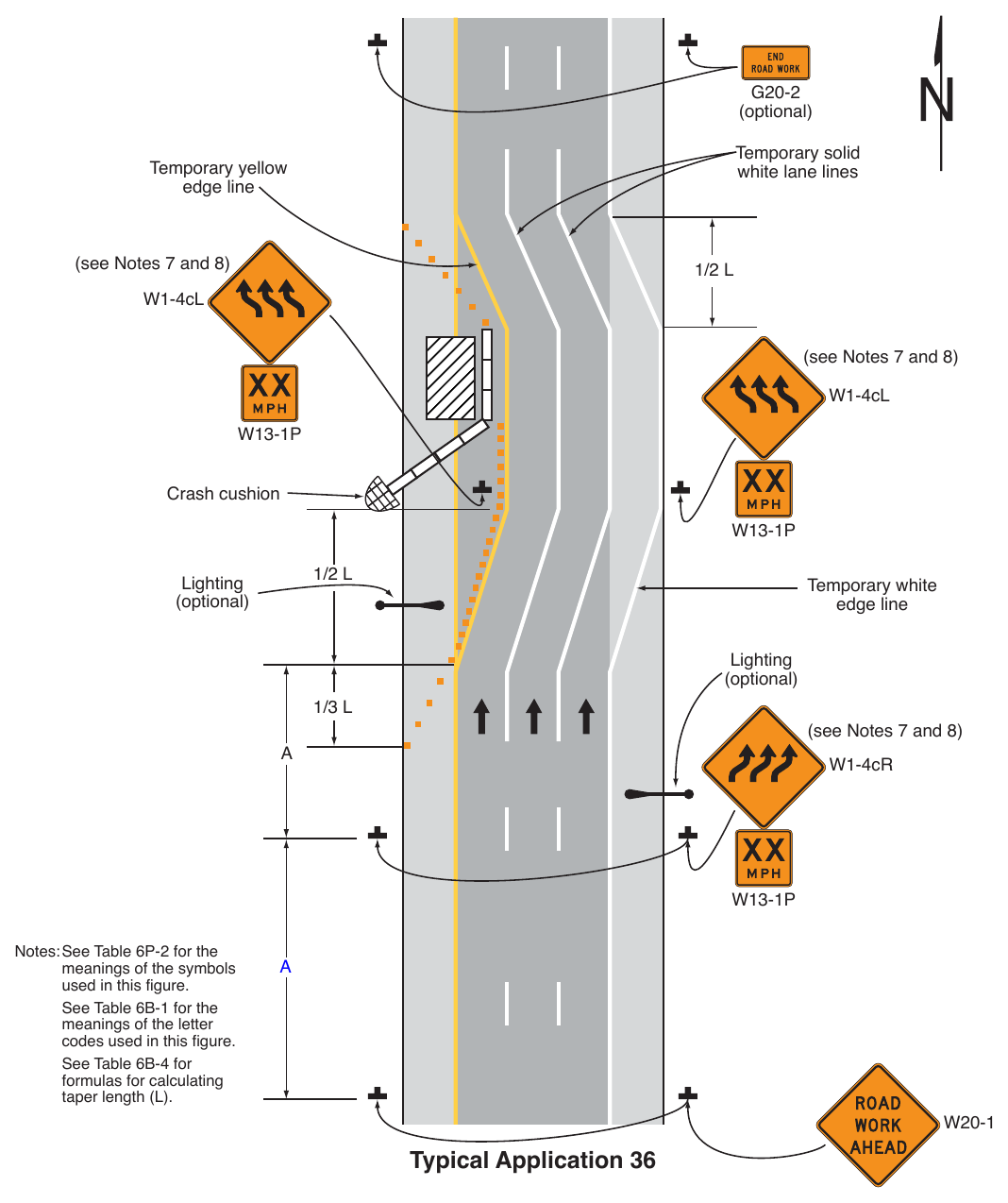 Figure 6P-36. (M) Lane Shift on a Freeway (TA-36)