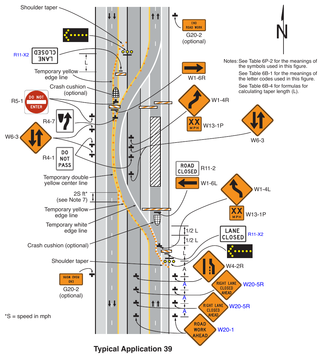 Figure 6P-39. (M) Median Crossover on a Freeway (TA-39)