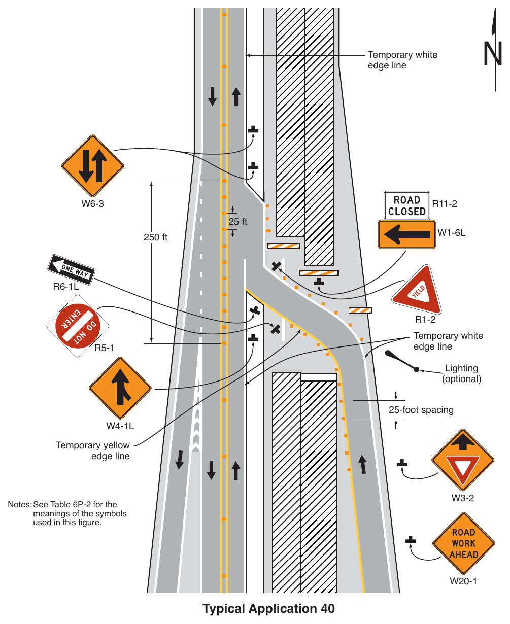 Figure 6P-40. Median Crossover for an Entrance Ramp (TA-40)
