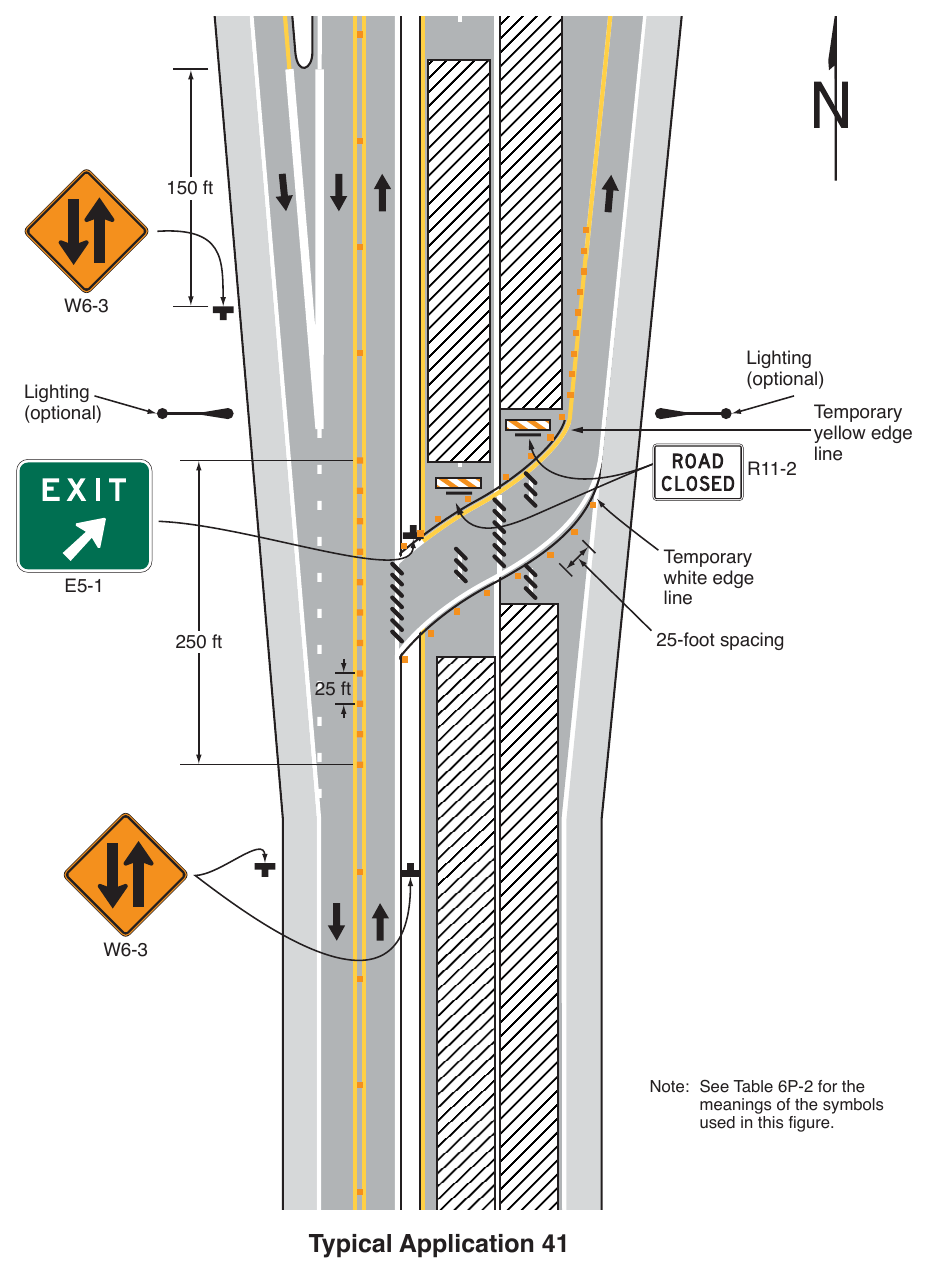 Figure 6P-41. (M) Median Crossover for an Exit Ramp (TA-41)