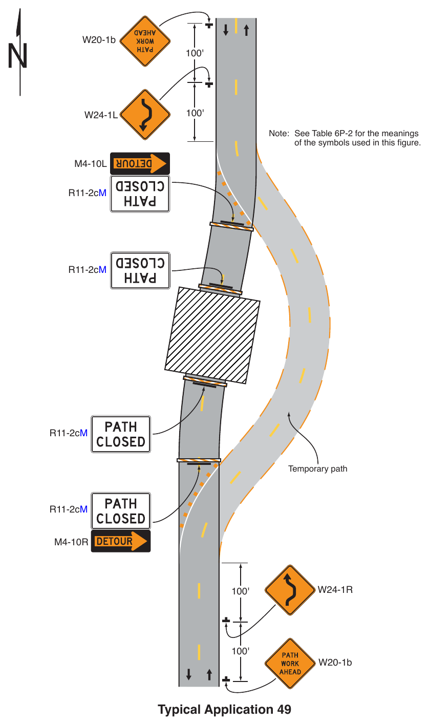Figure 6P-49. (M) Shared-Use Path Closure with a Diversion (TA-49)