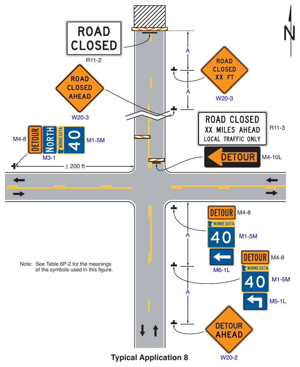 Figure 6P-8. (M) Road Closure with an Off-Site Detour (TA-8)
