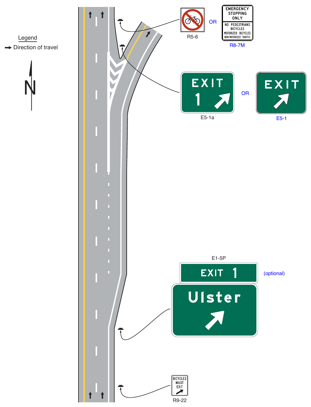 Figure 9B-4. (M) Signing for Termination of Bicycle Access on Expressways