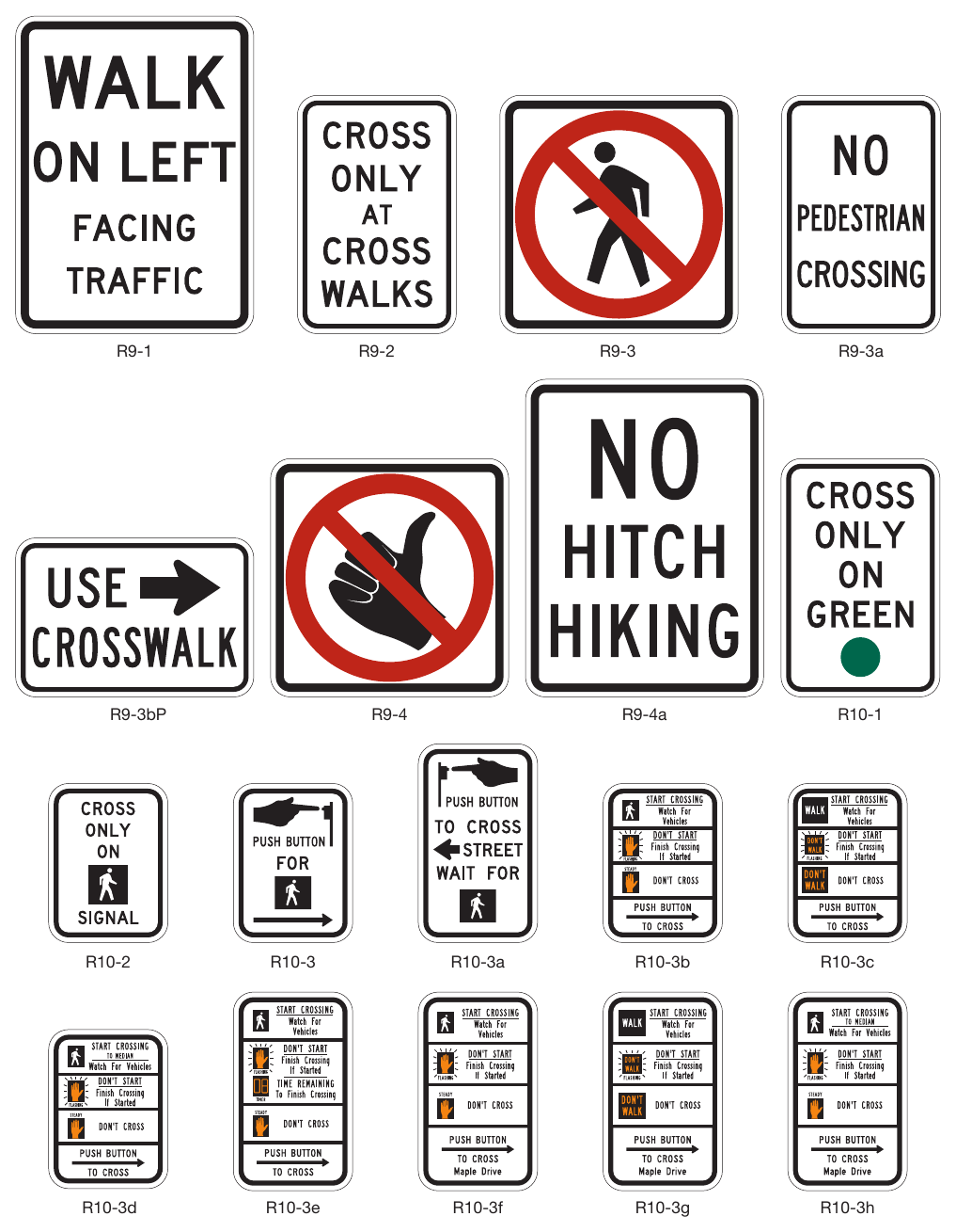 Figure 2B-27. Pedestrian Signs and Plaques (Sheet 1)
