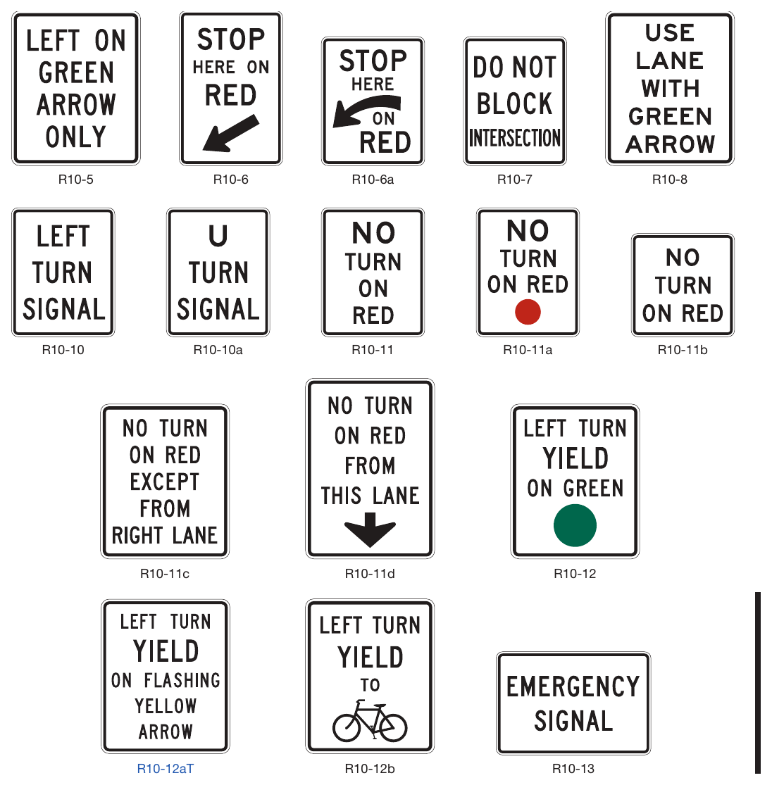 Figure 2B-28. Traffic Signal Signs and Plaques (Sheet 1 of 2)
