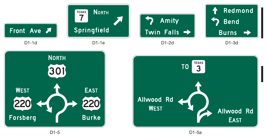 Figure 2D-11. Destination Signs for Circular Intersections