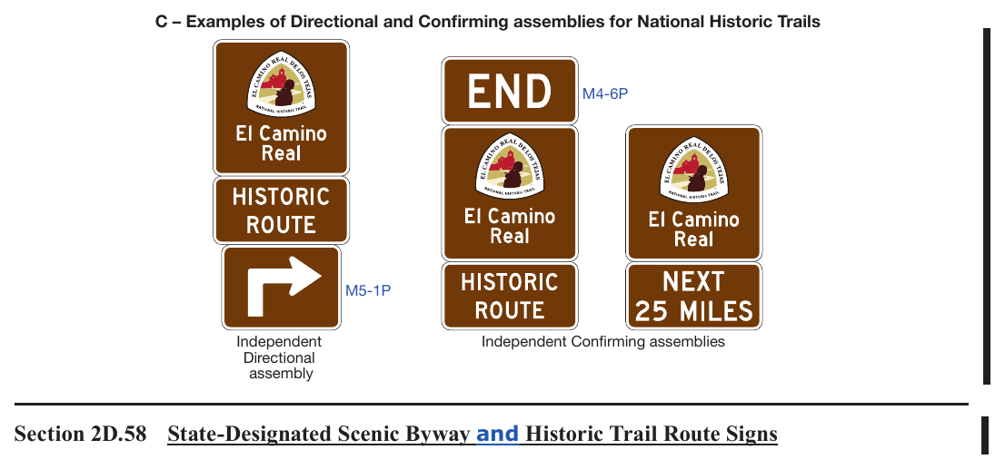 Figure 2D-34. Byway Identification, State Scenic Byway, and National Historic Trail Signs and Plaques, and Examples of Use (Sheet 2 of 2)